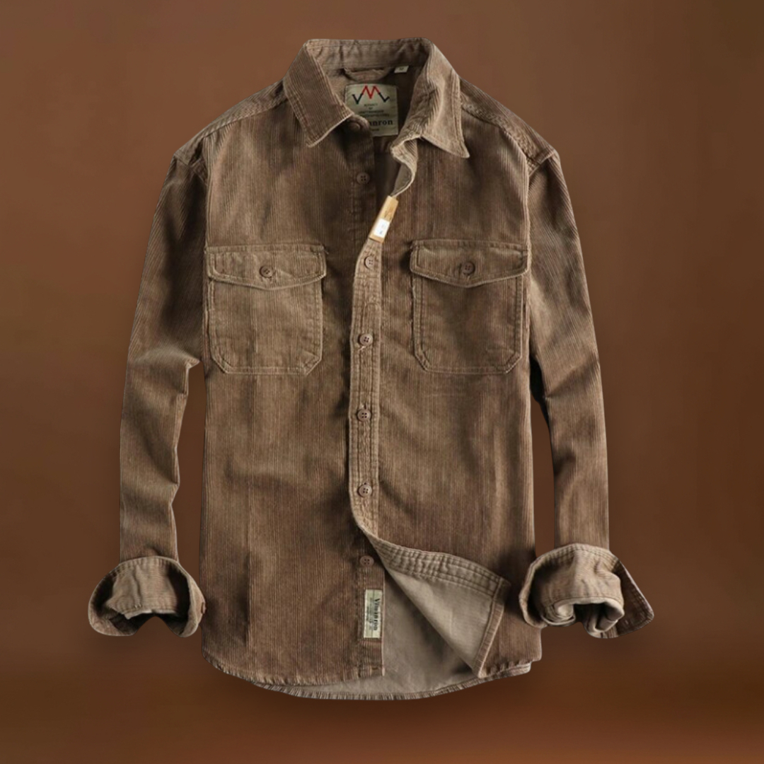 Camisa - Tecido de Veludo Mole e Bolsos de Patches para Armazenamento