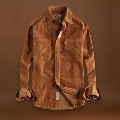 Camisa - Tecido de Veludo Mole e Bolsos de Patches para Armazenamento