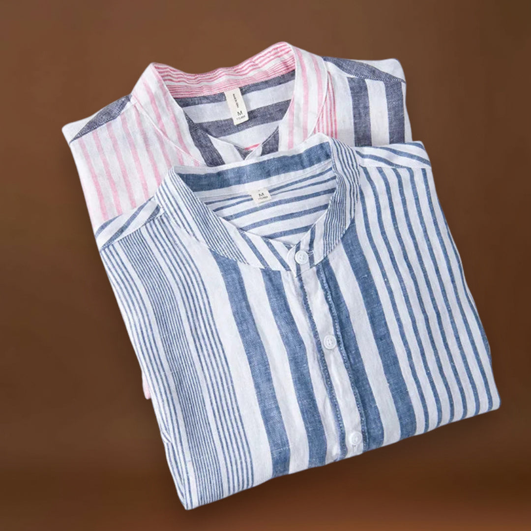 Camisa - Design Listrado e Mistura Respirável para Fluxo de Ar