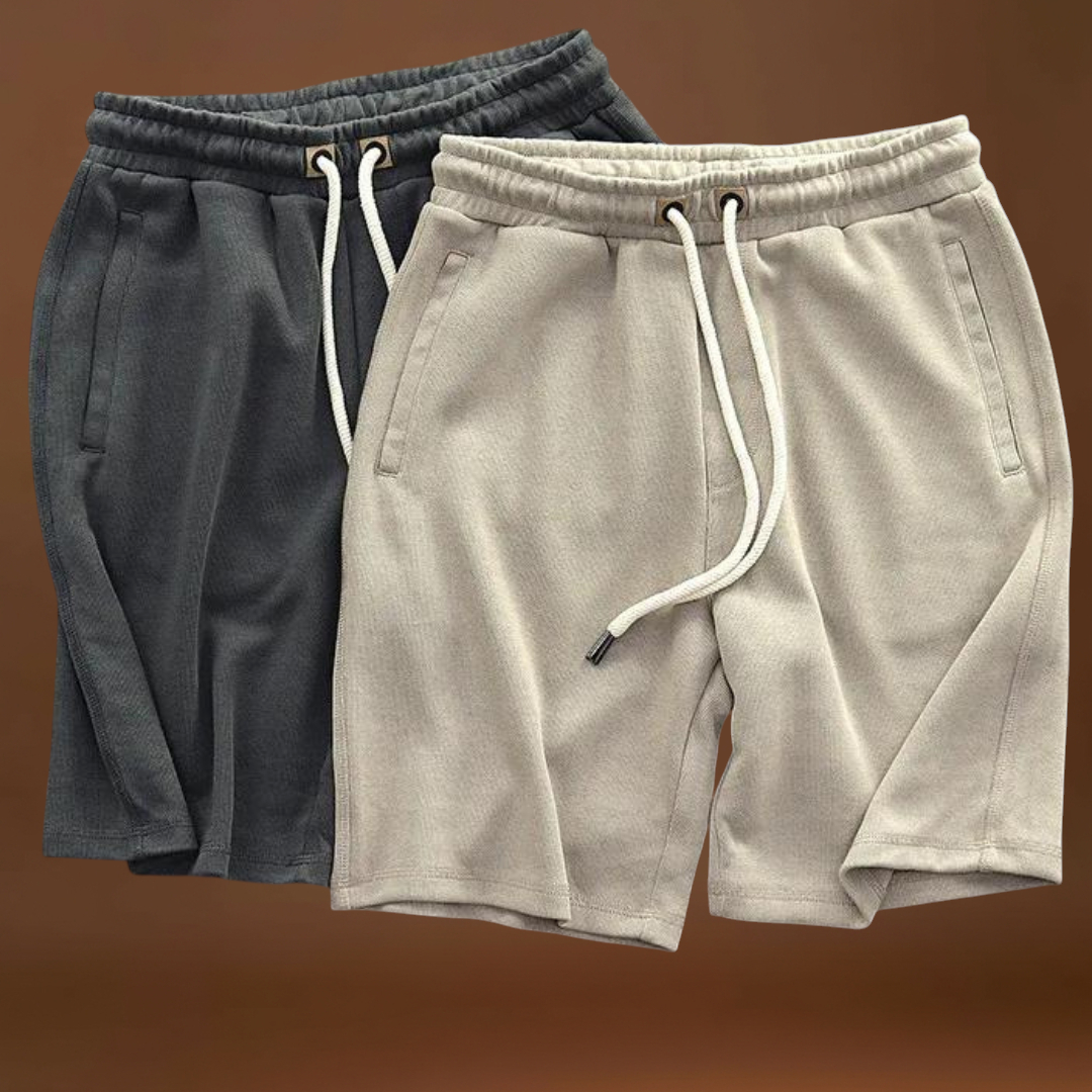 Calções – Mistura de Fleece Pesado e Acabamento Lavado Durável