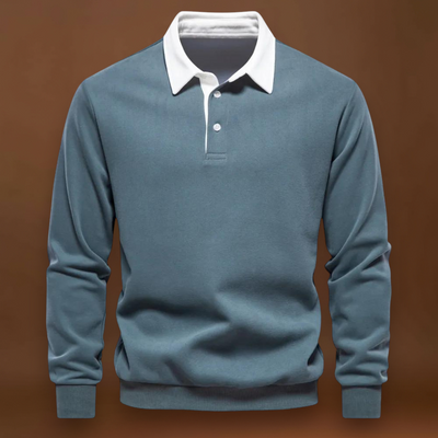 Sweatshirt Polo Soft-Blend - Gola Contrastante & Ajuste Flexível