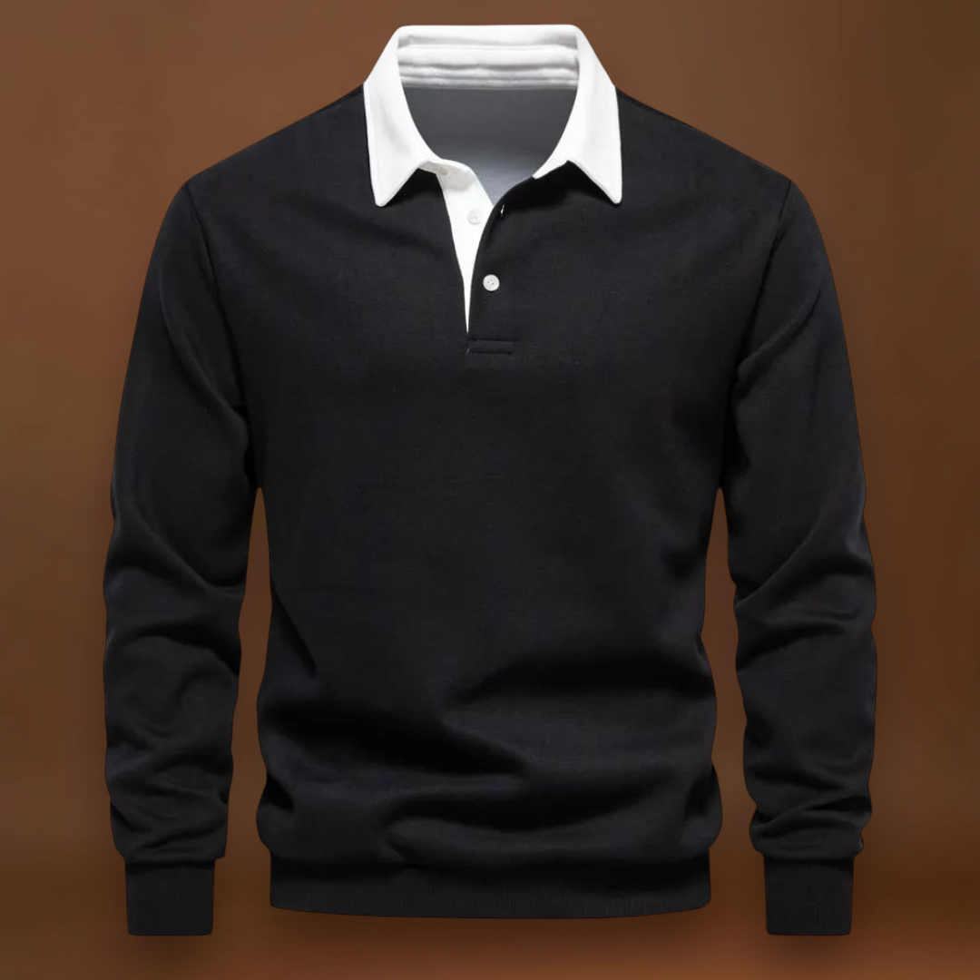 Sweatshirt Polo Soft-Blend - Gola Contrastante & Ajuste Flexível