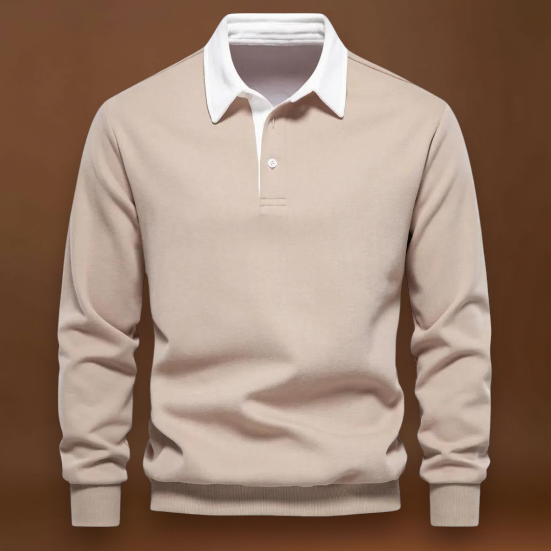 Sweatshirt Polo Soft-Blend - Gola Contrastante & Ajuste Flexível