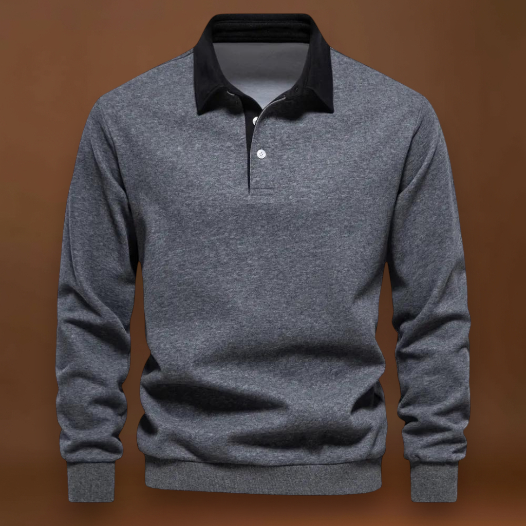 Sweatshirt Polo Soft-Blend - Gola Contrastante & Ajuste Flexível
