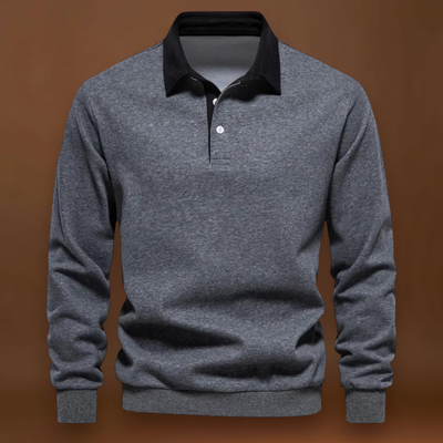Sweatshirt Polo Soft-Blend - Gola Contrastante & Ajuste Flexível