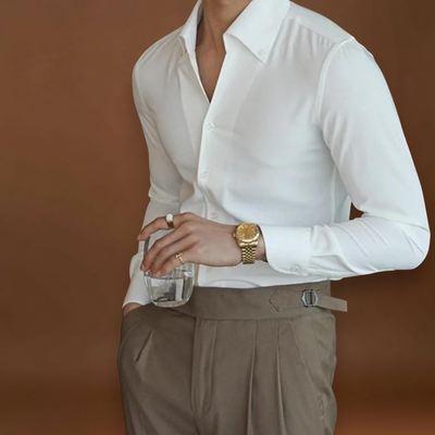 Camisa Soft-Blend – Frente com Botões & Ajuste Relaxado