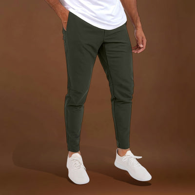 Calças Elásticas – Mistura Elástica com Perna Slim e Forma Flexível