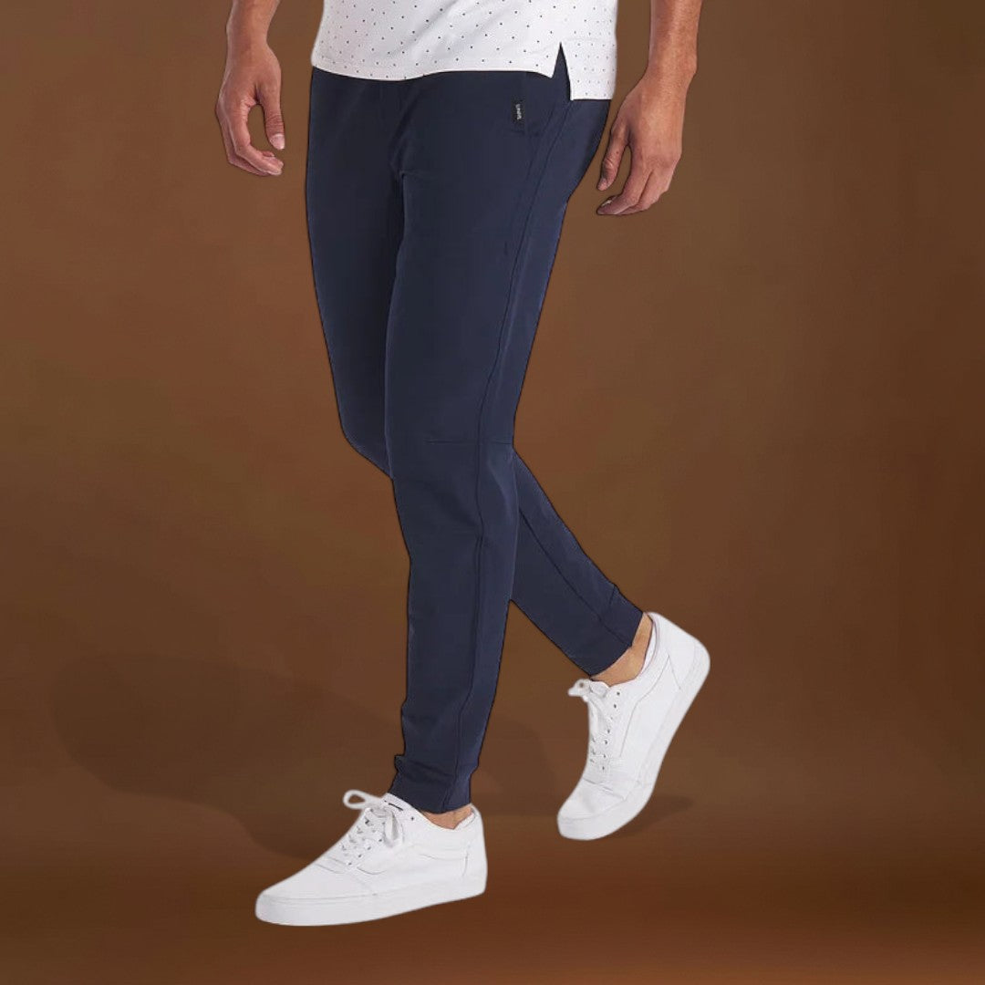 Calças Elásticas – Mistura Elástica com Perna Slim e Forma Flexível