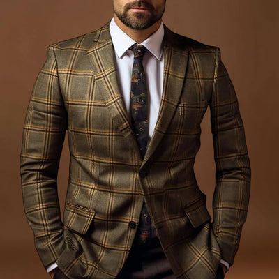 Casaco de fato - Padrão xadrez e silhueta ajustada