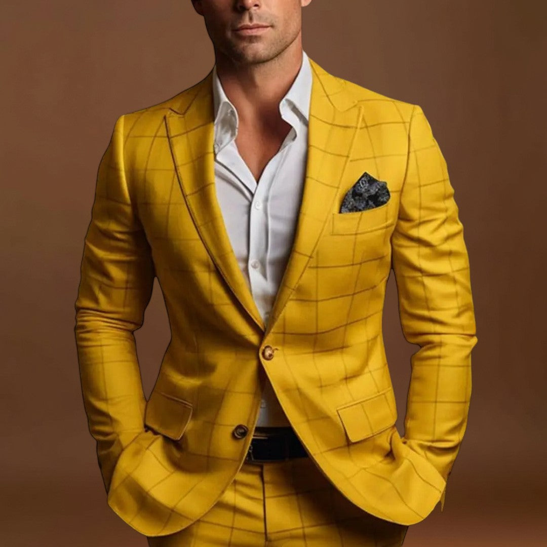 Casaco de fato - Padrão xadrez e silhueta ajustada