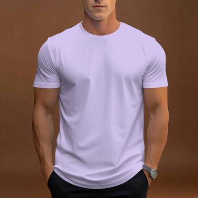 T-Shirt – Corte Regular em Mistura de Poliéster e Decote Suave