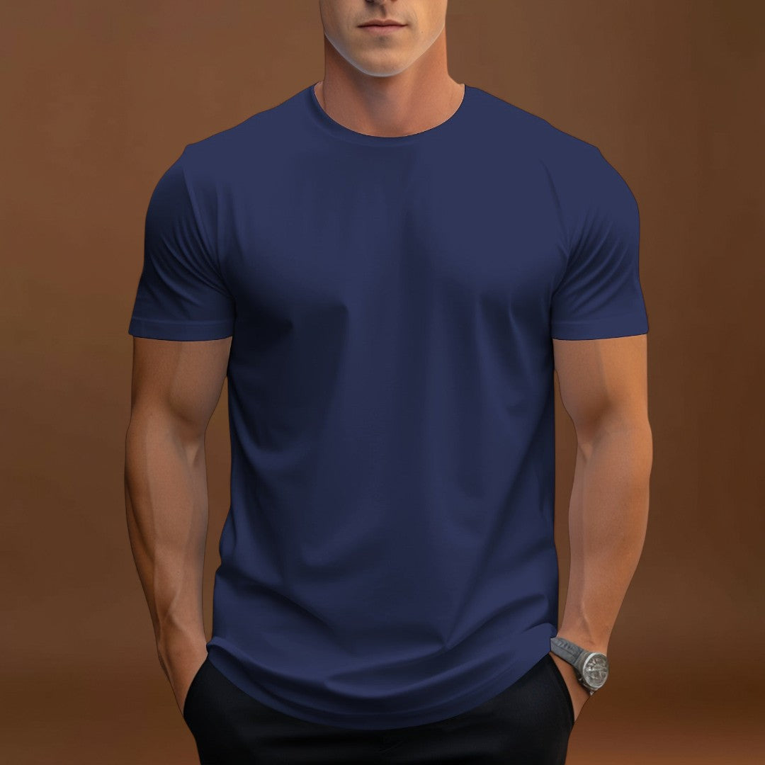 T-Shirt – Corte Regular em Mistura de Poliéster e Decote Suave