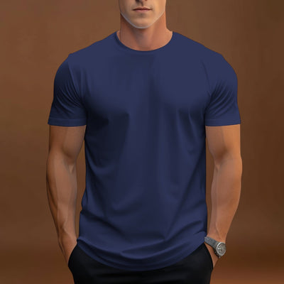 T-Shirt – Corte Regular em Mistura de Poliéster e Decote Suave