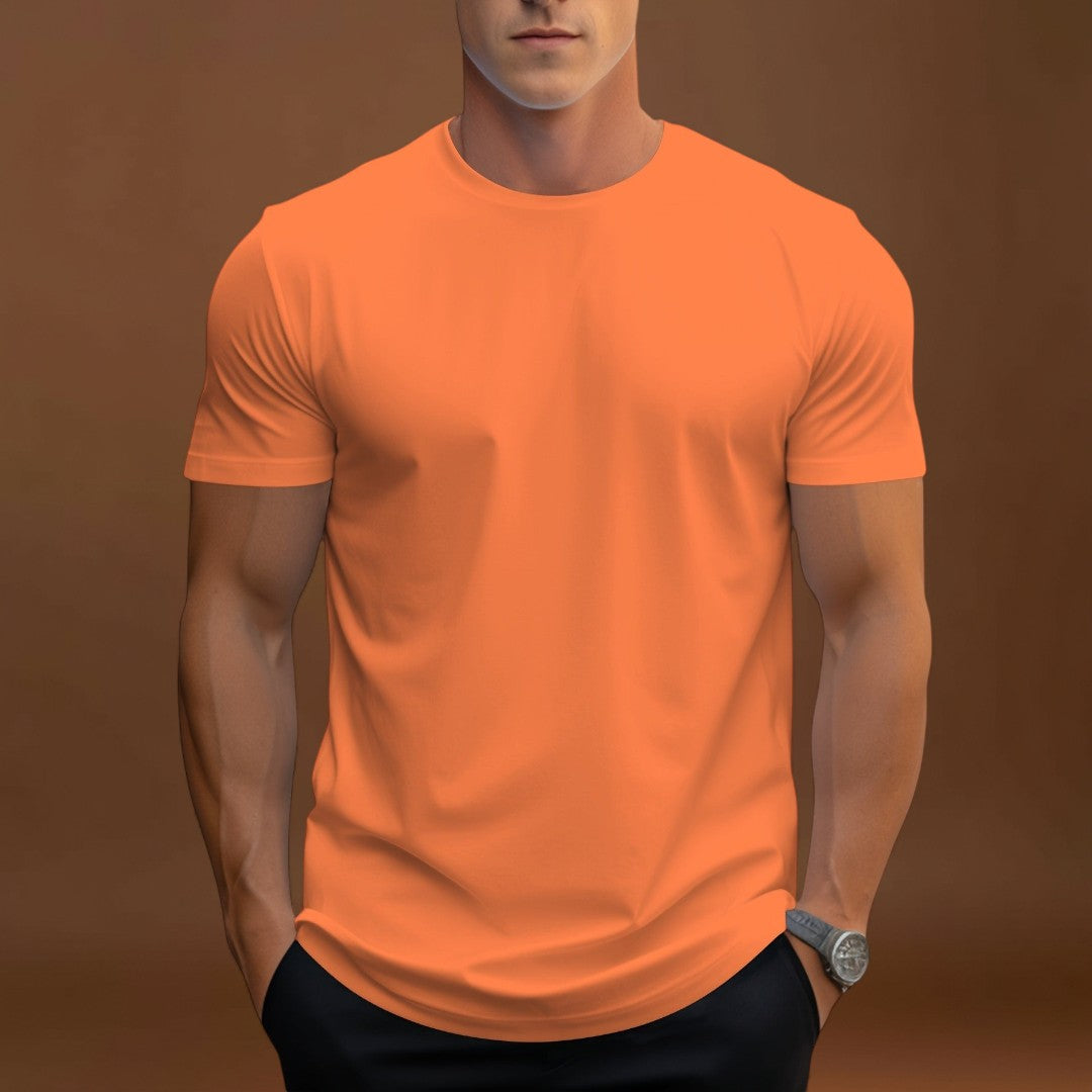 T-Shirt – Corte Regular em Mistura de Poliéster e Decote Suave