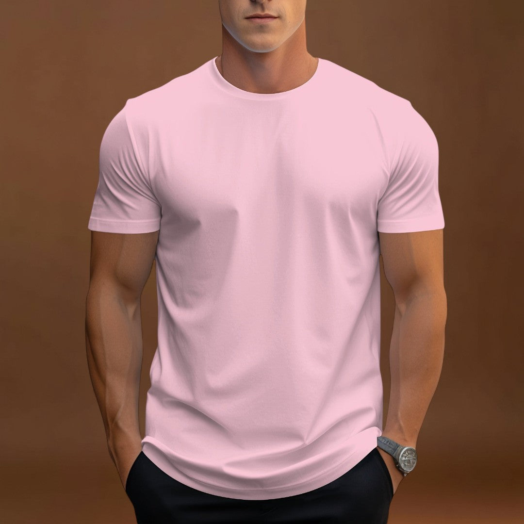 T-Shirt – Corte Regular em Mistura de Poliéster e Decote Suave