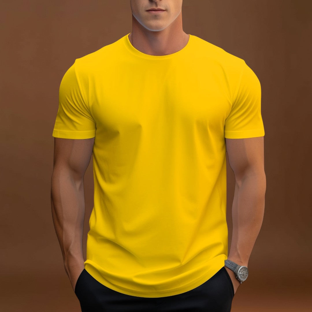 T-Shirt – Corte Regular em Mistura de Poliéster e Decote Suave