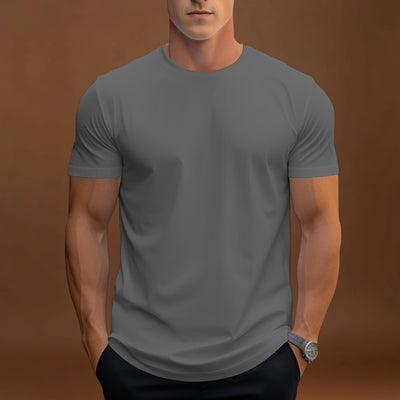 T-Shirt – Corte Regular em Mistura de Poliéster e Decote Suave