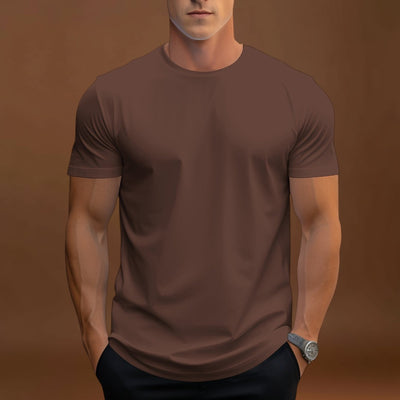 T-Shirt – Corte Regular em Mistura de Poliéster e Decote Suave