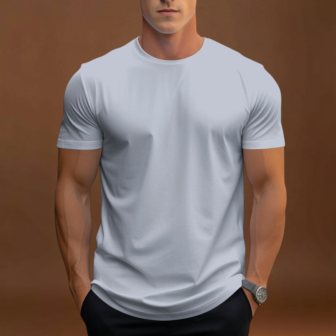 T-Shirt – Corte Regular em Mistura de Poliéster e Decote Suave