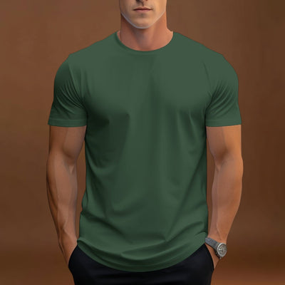 T-Shirt – Corte Regular em Mistura de Poliéster e Decote Suave