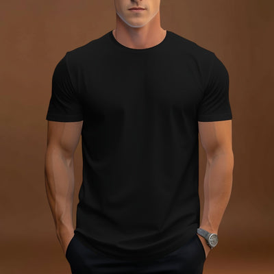 T-Shirt – Corte Regular em Mistura de Poliéster e Decote Suave