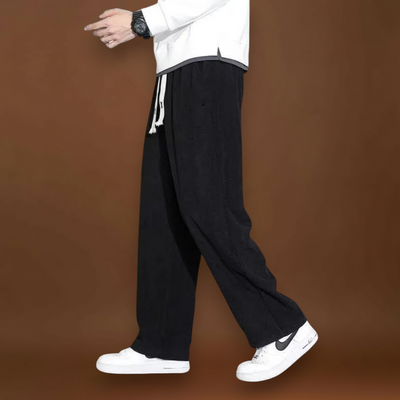 Calças - Mistura de Veludo Cotelê com Corte Reto e Ajuste Espaçoso