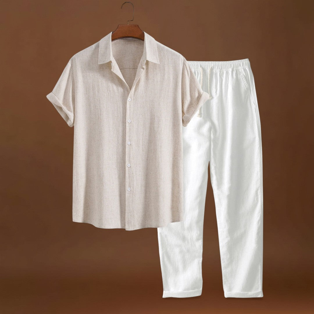 Conjunto de Duas Peças - Manga Curta & Mistura de Poliéster Respirável