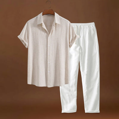 Conjunto de Duas Peças - Manga Curta & Mistura de Poliéster Respirável