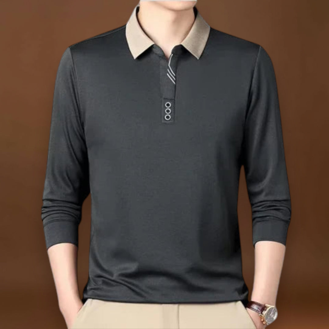 António – Polo Casual de Manga Comprida para Negócios