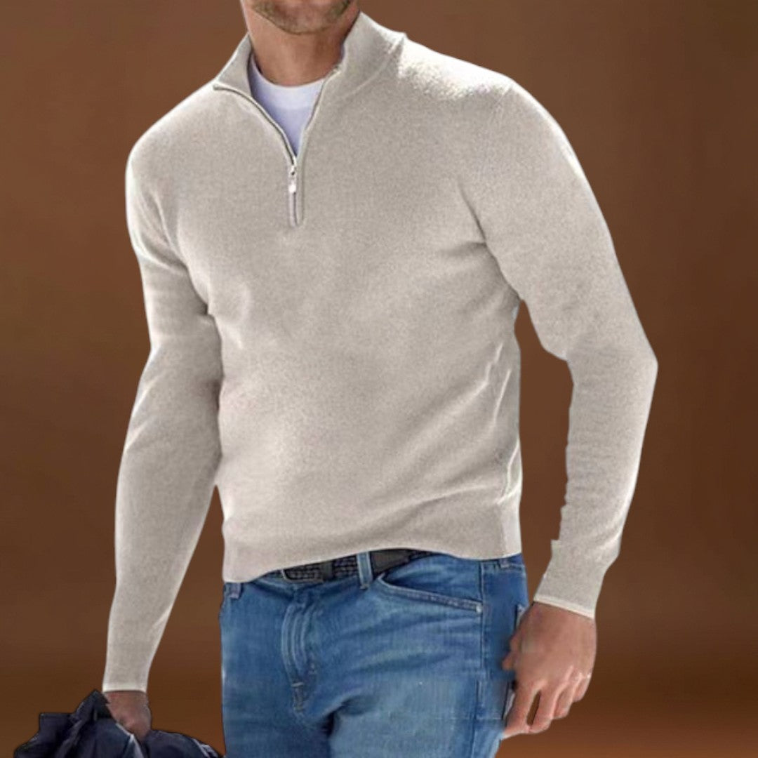 António Augusto | Suéter de Malha Zíper Confortável