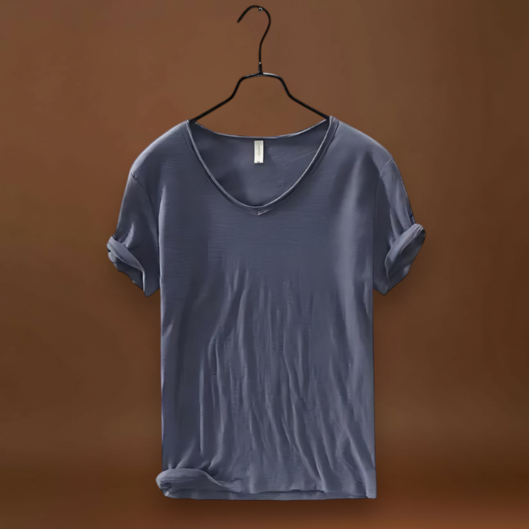 T-Shirt de Decote em V – Mistura Leve e Ajuste Respirável