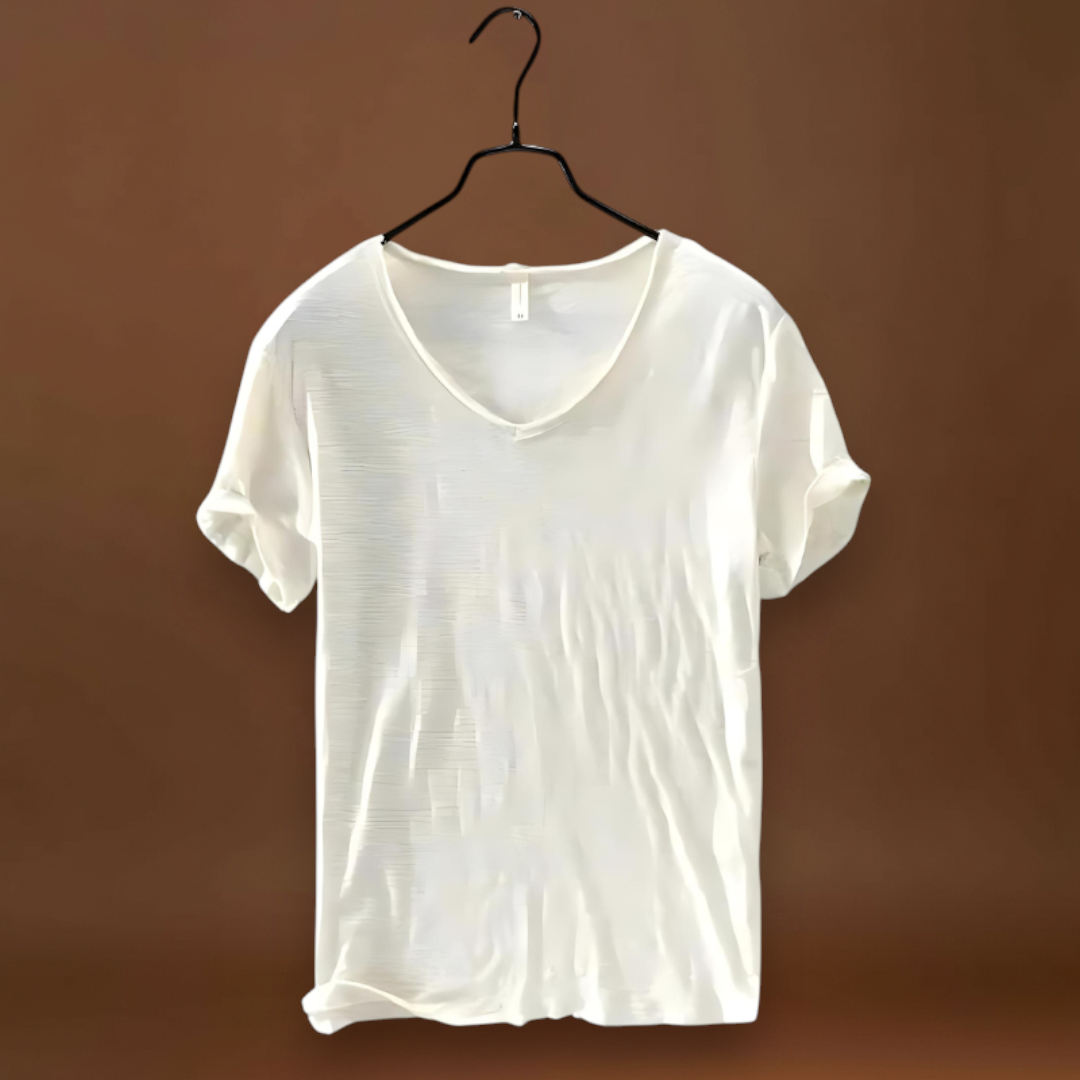 T-Shirt de Decote em V – Mistura Leve e Ajuste Respirável