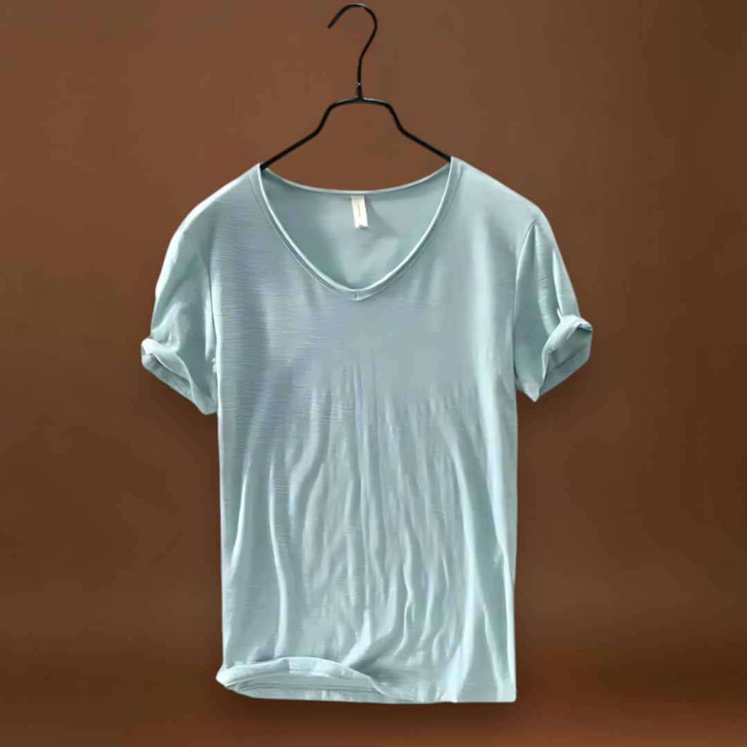 T-Shirt de Decote em V – Mistura Leve e Ajuste Respirável