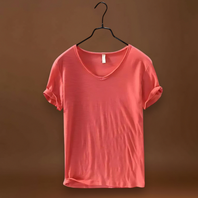 T-Shirt de Decote em V – Mistura Leve e Ajuste Respirável