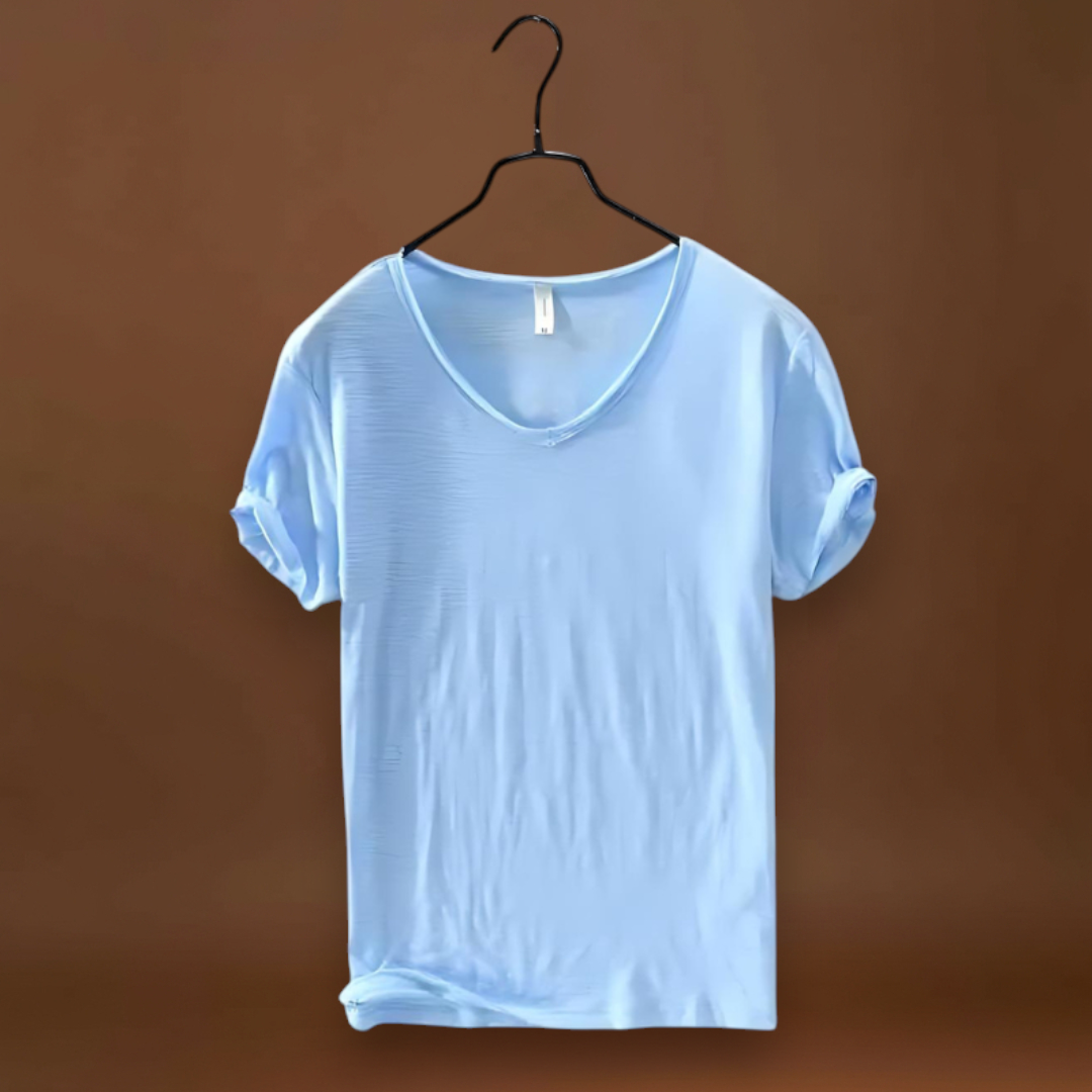 T-Shirt de Decote em V – Mistura Leve e Ajuste Respirável