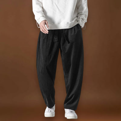 Yushiko - Calças de veludo azul-marinho