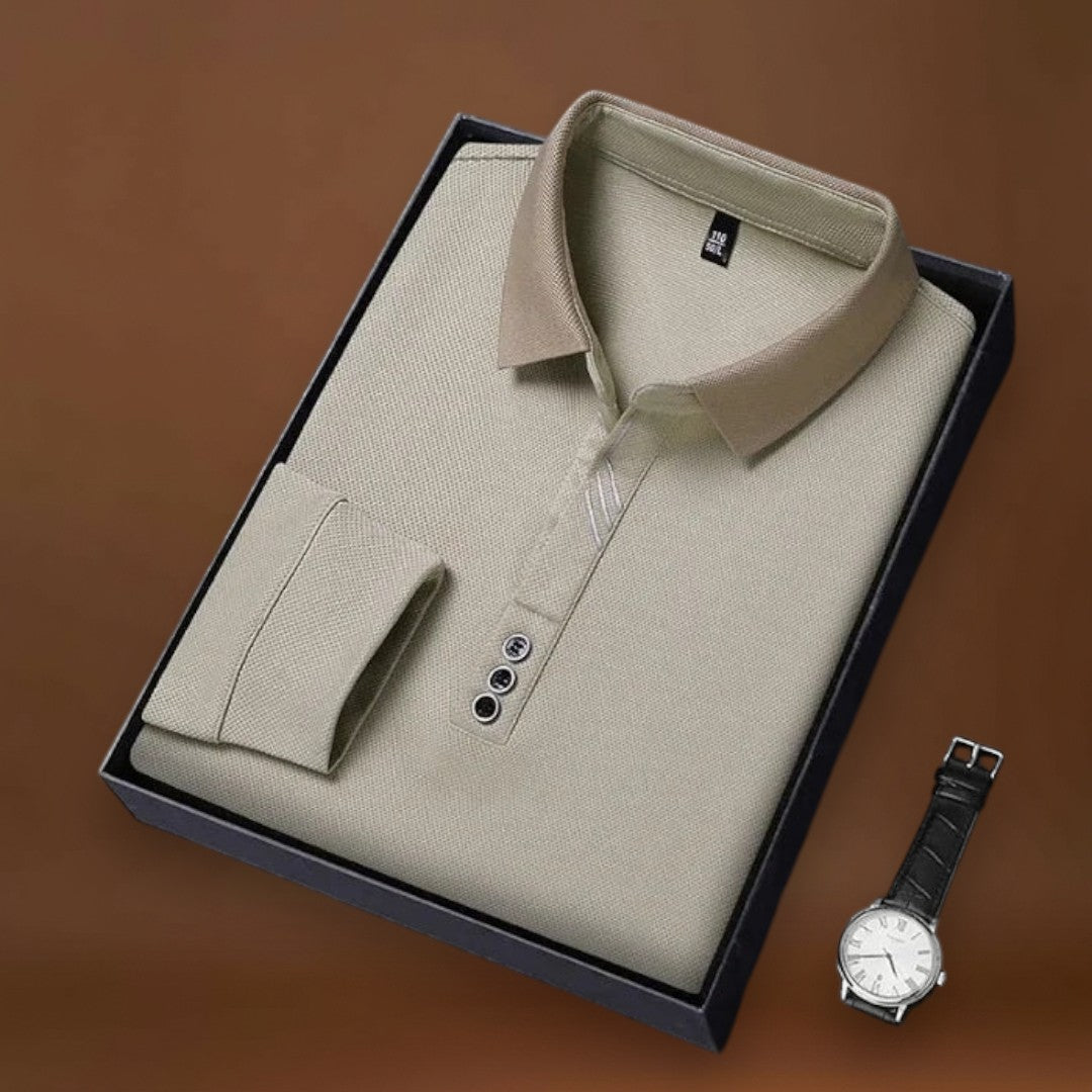 António – Polo Casual de Manga Comprida para Negócios