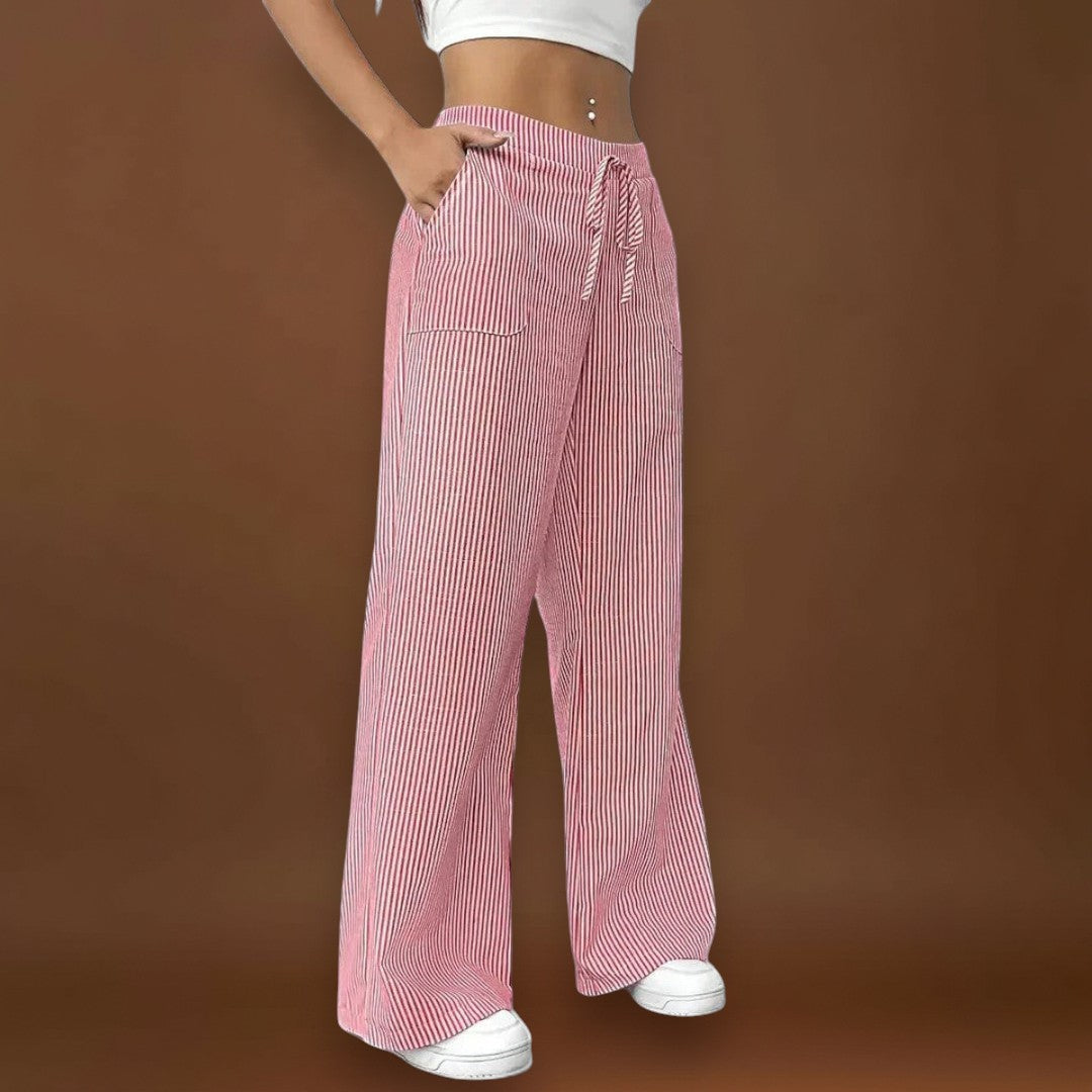 Maria - Calças largas confortáveis com detalhes elegantes