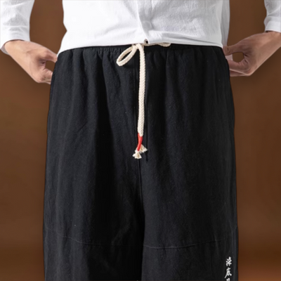 Shun - Calças japonesas confortáveis Preto