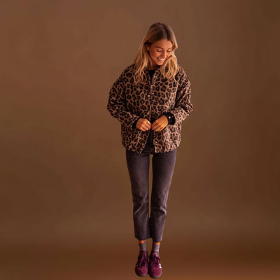 Rosa - Casaco moderno com padrão leopardo