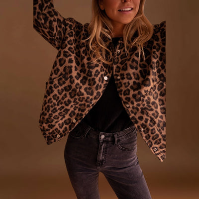 Rosa - Casaco moderno com padrão leopardo