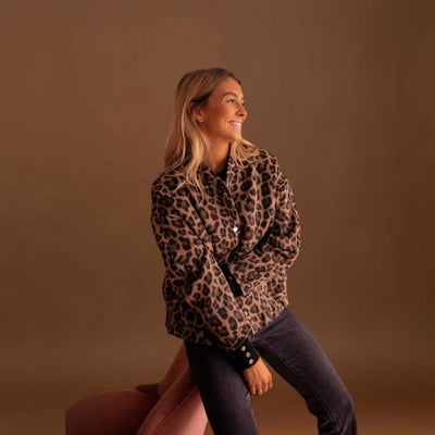 Rosa - Casaco moderno com padrão leopardo