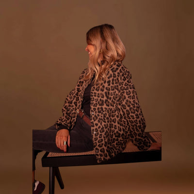 Rosa - Casaco moderno com padrão leopardo