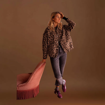 Rosa - Casaco moderno com padrão leopardo