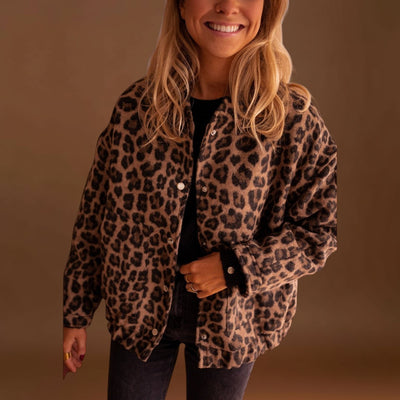 Rosa - Casaco moderno com padrão leopardo