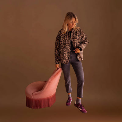 Rosa - Casaco moderno com padrão leopardo