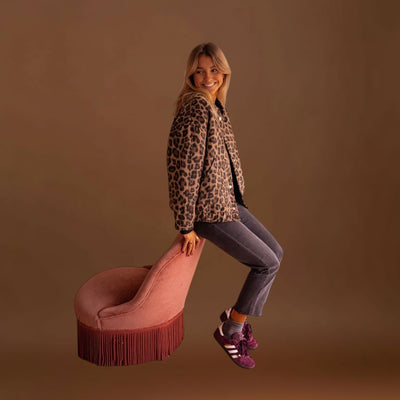 Rosa - Casaco moderno com padrão leopardo