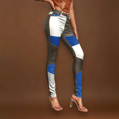 Amélia - Calças de tubo com padrão de blocos de cores