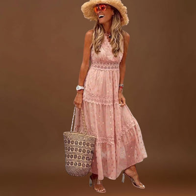 Lola - Vestido maxi com renda boho