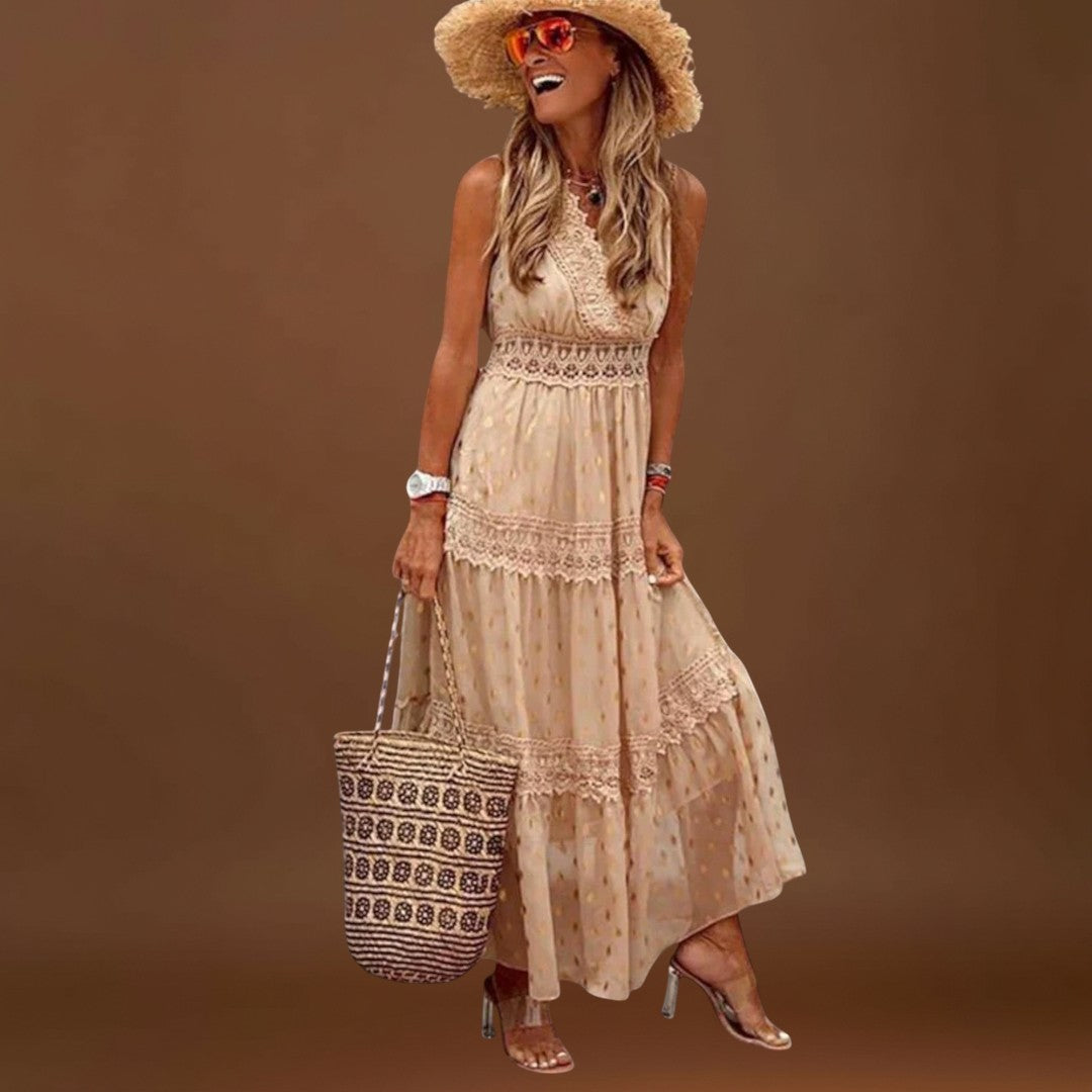 Lola - Vestido maxi com renda boho